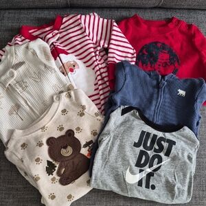 6pc Bundle Nike Hooded Baby Romper Mixed Baby Tops Christmas 6-9 Months